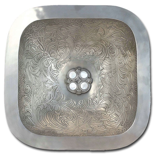 Linkasink Bathroom Sinks - Bronze - B019 Square Botanical Bowl - 4 Finishes Linkasink Bathroom Sinks - Bronze - B019 Square Botanical Bowl - 4 Finishes